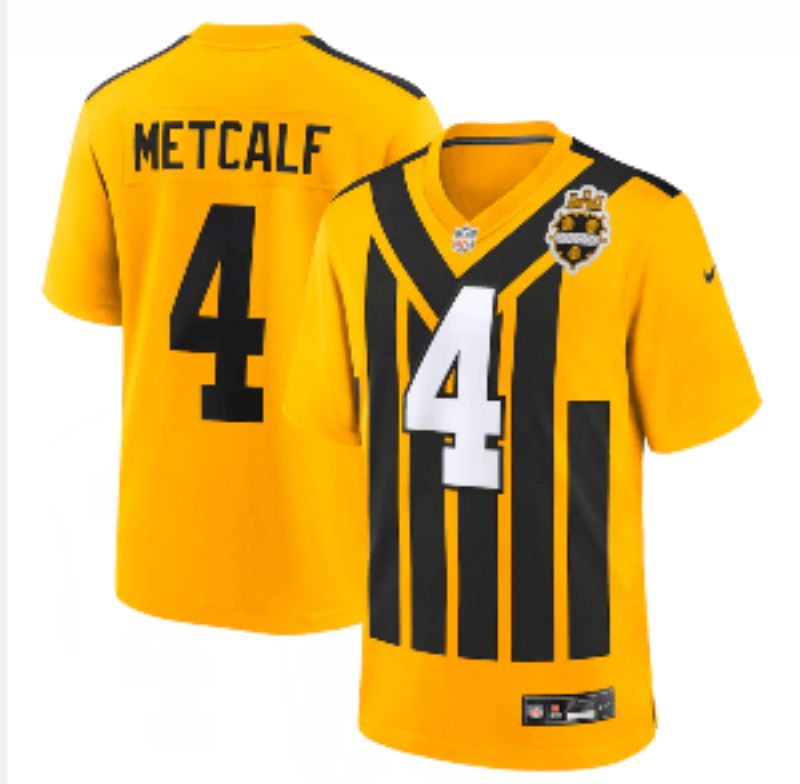 Men Pittsburgh Steelers #4 Metcalf Yellow Retro 2025 Nike Limited NFL Jersey style 05